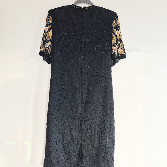 Vintage Beaded Silk Cocktail Dress - Picture 4 of 6